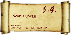 Jávor Györgyi névjegykártya
